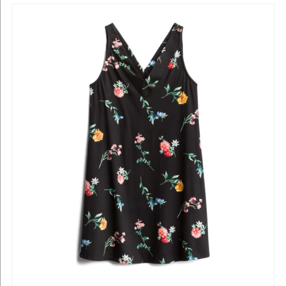 Nine Britton Black Floral Swing Dress w/ Pockets